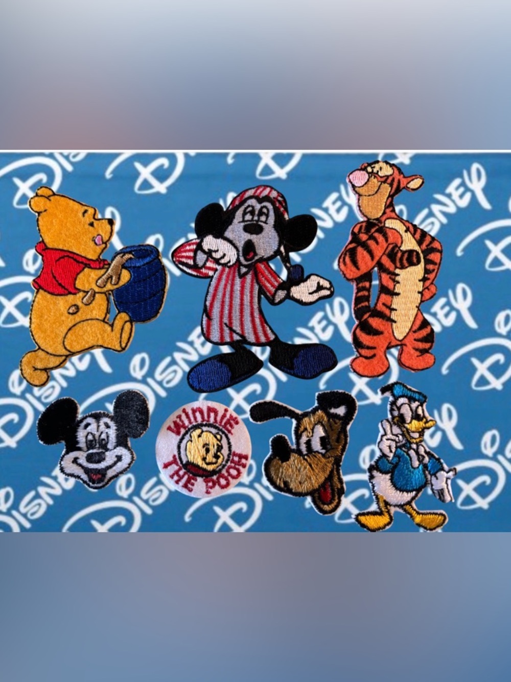 Disney Characters Mickey Pooh Tigger Pluto Donald Lot (7) Sew/Iron-on Patches